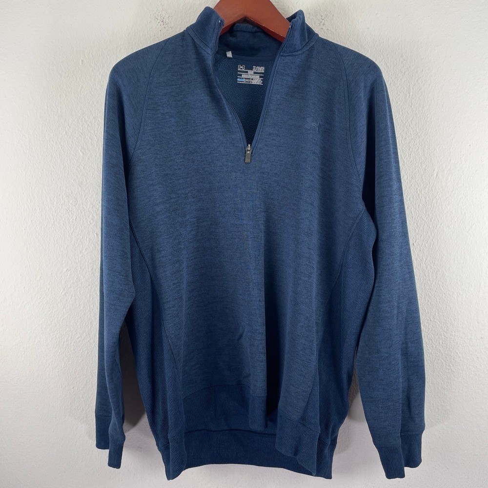 Under Armour ColdGear Mens XL Blue Heathered Quarter Zip Pullover Sweatshirt